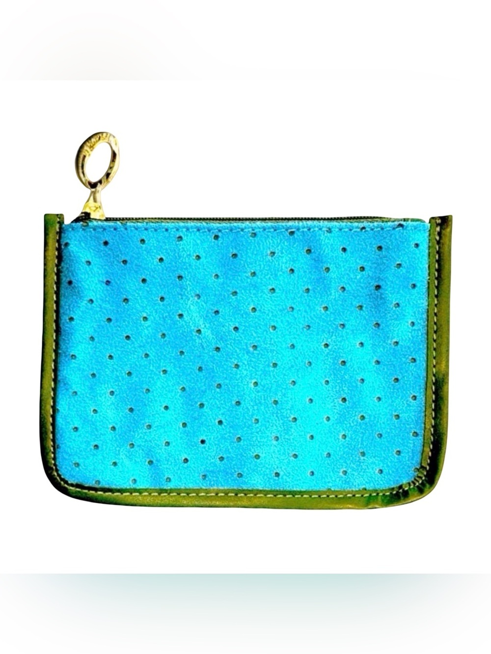 Estée Lauder Blue Perforated Cosmetic Pouch I Gold Logo Zip | NWOT